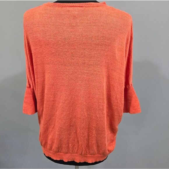 🐢 J.CREW Orange Linen Drop Shoulder Swing Sweater  Sz Small - Picture 3 of 12